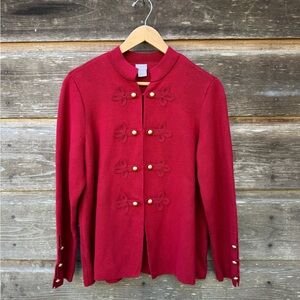 Elegant Red Women's Jacket with Gold Accents